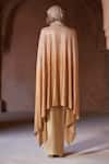 Shop_Itrh_Gold Net, Satin V-neck Ombre Draped Tunic Skirt Set _at_Aza_Fashions