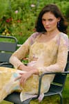 Charu And Vasundhara_Ivory Organza, Taffeta Embroidery Round Neck, Square Embellished Sharara Set _Online_at_Aza_Fashions