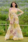 Buy_Charu And Vasundhara_Ivory Organza, Taffeta Embroidery Round Neck, Square Embellished Sharara Set _at_Aza_Fashions