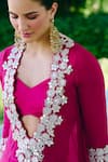Charu And Vasundhara_Fuchsia Organza, Silk, Taffeta Embroidery, Mirrors Fuschia Hand Kurta Set _Online_at_Aza_Fashions