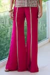 Charu And Vasundhara_Fuchsia Silk, Organza, Net, Taffeta Fuschia Criss-cross Tie Jacket And Pant Set _Online_at_Aza_Fashions