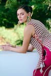 Buy_Charu And Vasundhara_Fuchsia Silk, Organza, Net, Taffeta Fuschia Criss-cross Tie Jacket And Pant Set _Online_at_Aza_Fashions