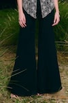 Charu And Vasundhara_Black Silk, Organza, Taffeta Embroidery V-neck Cutwork Jacket And Sharara Set _Online_at_Aza_Fashions