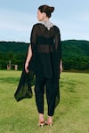 Shop_Charu And Vasundhara_Black Organza, Silk, Taffeta Embroidery Round Neck Cape Set _at_Aza_Fashions