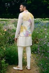 Shop_Charu And Vasundhara_Ivory Tussar, Silk, Poplin Embroidery Nehru Jacket Set _at_Aza_Fashions