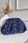 Shop_Boxwish By Bhumika_Blue Rhinestones Denim Cloud Bag _at_Aza_Fashions