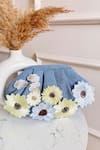 Shop_Boxwish By Bhumika_Blue Applique, Embroidery 3d Flora Denim Bag _at_Aza_Fashions
