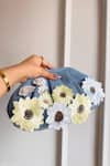 Buy_Boxwish By Bhumika_Blue Applique, Embroidery 3d Flora Denim Bag _at_Aza_Fashions