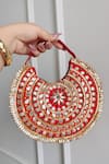 Buy_Boxwish By Bhumika_Red Gota Patti, Beads Gotapatti Moon Bag _at_Aza_Fashions