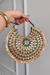 Buy_Boxwish By Bhumika_Green Gota Patti, Embroidery, Beads Gotapatti Moon Bag _at_Aza_Fashions