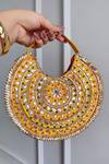 Buy_Boxwish By Bhumika_Yellow Gota Patti, Embroidery, Beads Gotapatti Moon Bag _at_Aza_Fashions