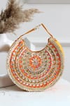 Shop_Boxwish By Bhumika_Orange Gota Patti, Embroidery, Beads Gotapatti Moon Bag _at_Aza_Fashions