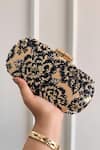 Shop_Boxwish By Bhumika_Cream Embroidery Blossom Applique Handwork Clutch Bag _at_Aza_Fashions