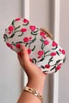 Buy_Boxwish By Bhumika_White Embroidery Blossom Applique Handwork Clutch Bag _at_Aza_Fashions