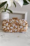 Shop_Boxwish By Bhumika_Gold Embroidery, Beads Blossom Applique Handwork Clutch Bag _at_Aza_Fashions