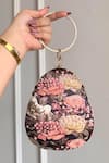 Buy_Boxwish By Bhumika_Pink Embroidery Blossom Applique Handwork Clutch Bag _at_Aza_Fashions