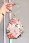 Buy_Boxwish By Bhumika_Pink Embroidery, Sequins Blossom Applique Handwork Clutch Bag _at_Aza_Fashions
