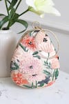 Shop_Boxwish By Bhumika_Pink Embroidery, Sequins Blossom Applique Handwork Clutch Bag _at_Aza_Fashions