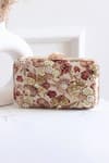 Shop_Boxwish By Bhumika_Multi Color Embroidery, Sequins Blossom Applique Handwork Clutch Bag _at_Aza_Fashions