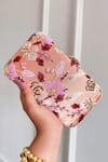 Buy_Boxwish By Bhumika_Peach Embroidery, Beads Blossom Applique Handwork Clutch Bag _at_Aza_Fashions