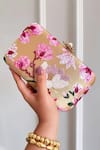 Buy_Boxwish By Bhumika_Gold Embroidery, Beads Blossom Applique Handwork Clutch Bag _at_Aza_Fashions