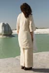 Shop_Karaj Jaipur_White Chanderi, Cotton Round Neck Chikankari Kurta Set _at_Aza_Fashions