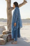 Karaj Jaipur_Blue Cotton, Kota Doria Sequins Keyhole Neck Royal Mul Anarkali Set _Online_at_Aza_Fashions