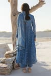 Buy_Karaj Jaipur_Blue Cotton, Kota Doria Sequins Keyhole Neck Royal Mul Anarkali Set _Online_at_Aza_Fashions