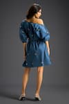 Shop_Deepika Arora_Blue Cotton Bows Off-shoulder Designer Dress _at_Aza_Fashions