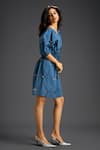 Buy_Deepika Arora_Blue Cotton Bows Off-shoulder Designer Dress _Online_at_Aza_Fashions