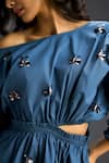 Deepika Arora_Blue Cotton Bows Off-shoulder Designer Dress _at_Aza_Fashions