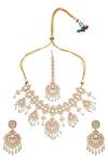 Shop_Nazaakat By Samara Singh_Green Pearls Kundan Brass Jewelry Set _at_Aza_Fashions