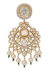 Shop_Nazaakat By Samara Singh_Green Pearls Kundan Brass Jewelry Set 