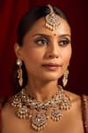 Buy_Nazaakat By Samara Singh_White Diamonds, Pearls Kundan Brass Jewelry Set _at_Aza_Fashions
