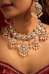 Shop_Nazaakat By Samara Singh_White Diamonds, Pearls Kundan Brass Jewelry Set _Online_at_Aza_Fashions