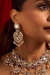 Nazaakat By Samara Singh_White Diamonds, Pearls Kundan Brass Jewelry Set _at_Aza_Fashions