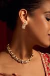 Nazaakat By Samara Singh_White Zari Kundan Necklace And Earring Set_Online_at_Aza_Fashions