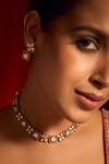 Buy_Nazaakat By Samara Singh_White Zari Kundan Necklace And Earring Set_Online_at_Aza_Fashions