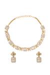 Shop_Nazaakat By Samara Singh_White Zari Kundan Necklace And Earring Set_at_Aza_Fashions