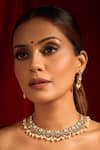 Buy_Nazaakat By Samara Singh_White Zari, Pearls Kundan Work Necklace And Earring Set _at_Aza_Fashions