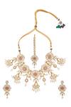 Shop_Nazaakat By Samara Singh_Pink Pearls Kundan Jewelry Set _at_Aza_Fashions