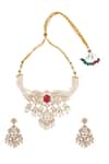 Shop_Nazaakat By Samara Singh_Red Ruby Kundan Necklace And Earring Set _at_Aza_Fashions