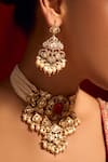 Buy_Nazaakat By Samara Singh_Red Ruby Kundan Necklace And Earring Set _Online_at_Aza_Fashions