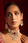 Buy_Nazaakat By Samara Singh_Red Ruby Kundan Necklace And Earring Set _at_Aza_Fashions