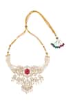 Buy_Nazaakat By Samara Singh_Red Ruby Kundan Necklace And Earring Set 