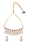 Shop_Nazaakat By Samara Singh_Red Zari Ruby Kundan Necklace And Earring Set _at_Aza_Fashions