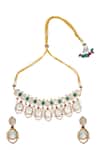 Shop_Nazaakat By Samara Singh_Green Zari Kundan And Ruby Necklace Set _at_Aza_Fashions