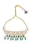 Buy_Nazaakat By Samara Singh_Green Zari Kundan Necklace And Earring Set 