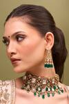 Buy_Nazaakat By Samara Singh_Green Zari Kundan Necklace And Earring Set _at_Aza_Fashions