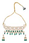 Shop_Nazaakat By Samara Singh_Green Zari Kundan Necklace And Earring Set _at_Aza_Fashions